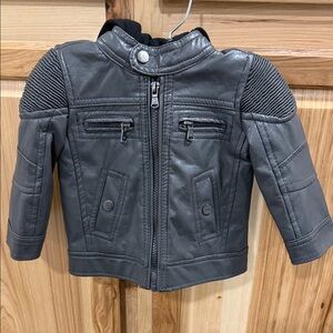 Urban Republic Charcoal Black Kids Faux Leather Rocker Biker Edgy Jacket Sz 12 M